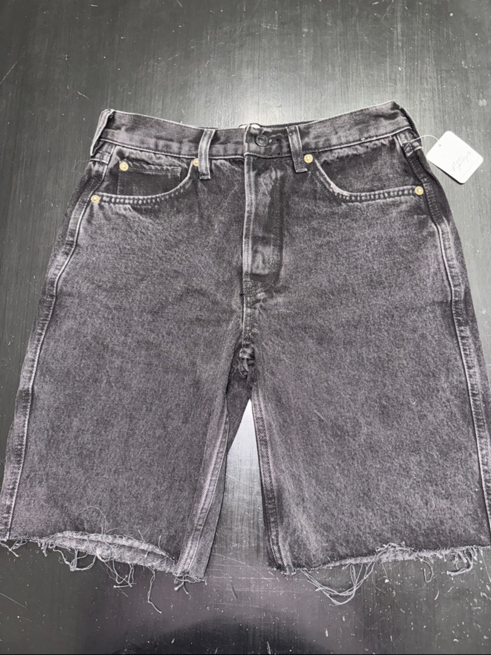 free people. we the free. black denim jean shorts. button fly. NEW with tags.
